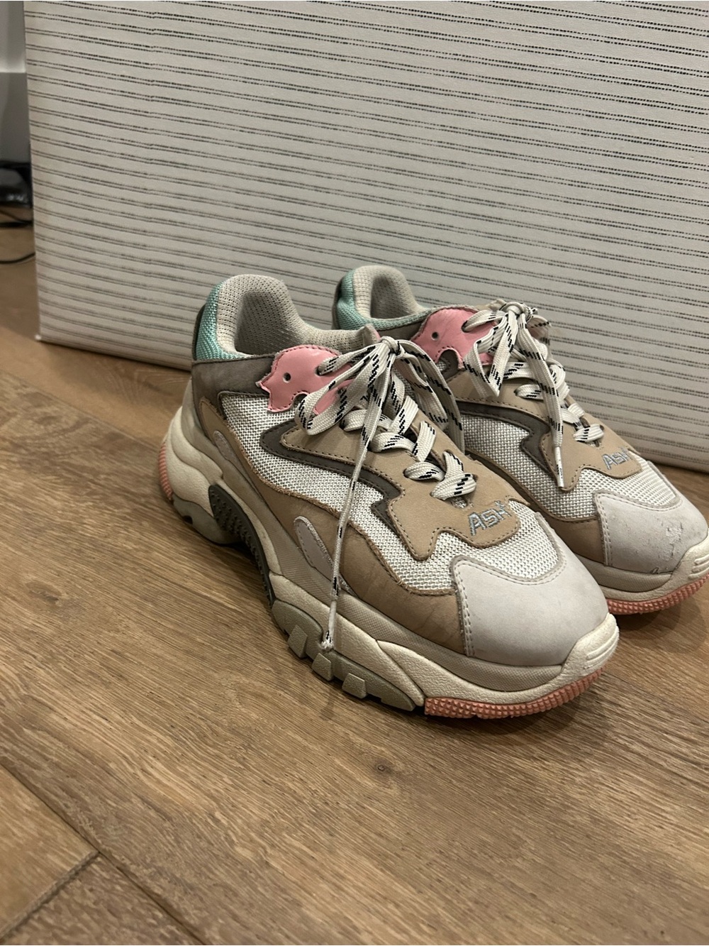 ASH Addict Women’s “Dad Sneakers” in Beige, Pink & Mint